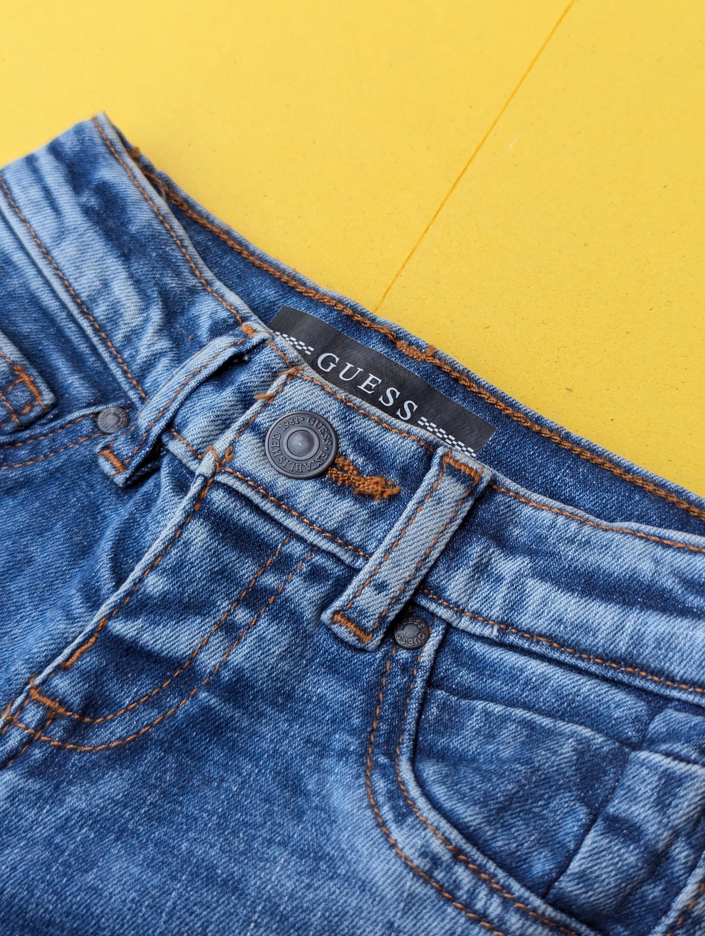 GUESS Kids - Cotton Blend Slim Fit Denim Pants with 5 Pockets